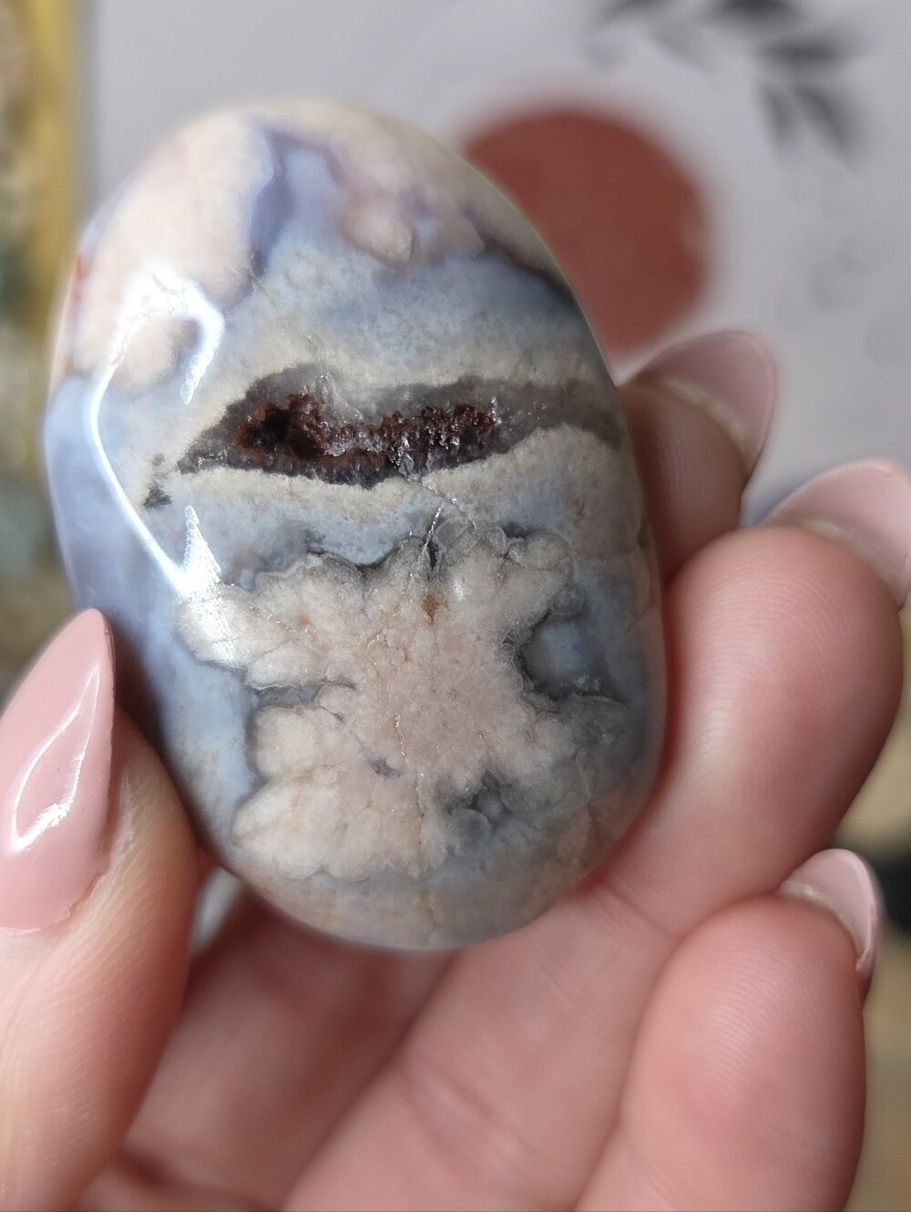 Blue Flower Agate Palmstone ( Communication) B